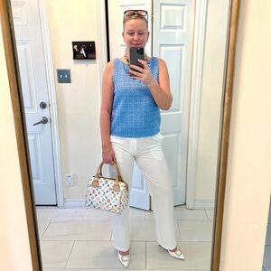 🆕Tweed sleeveless blue top M ptp 19.5”